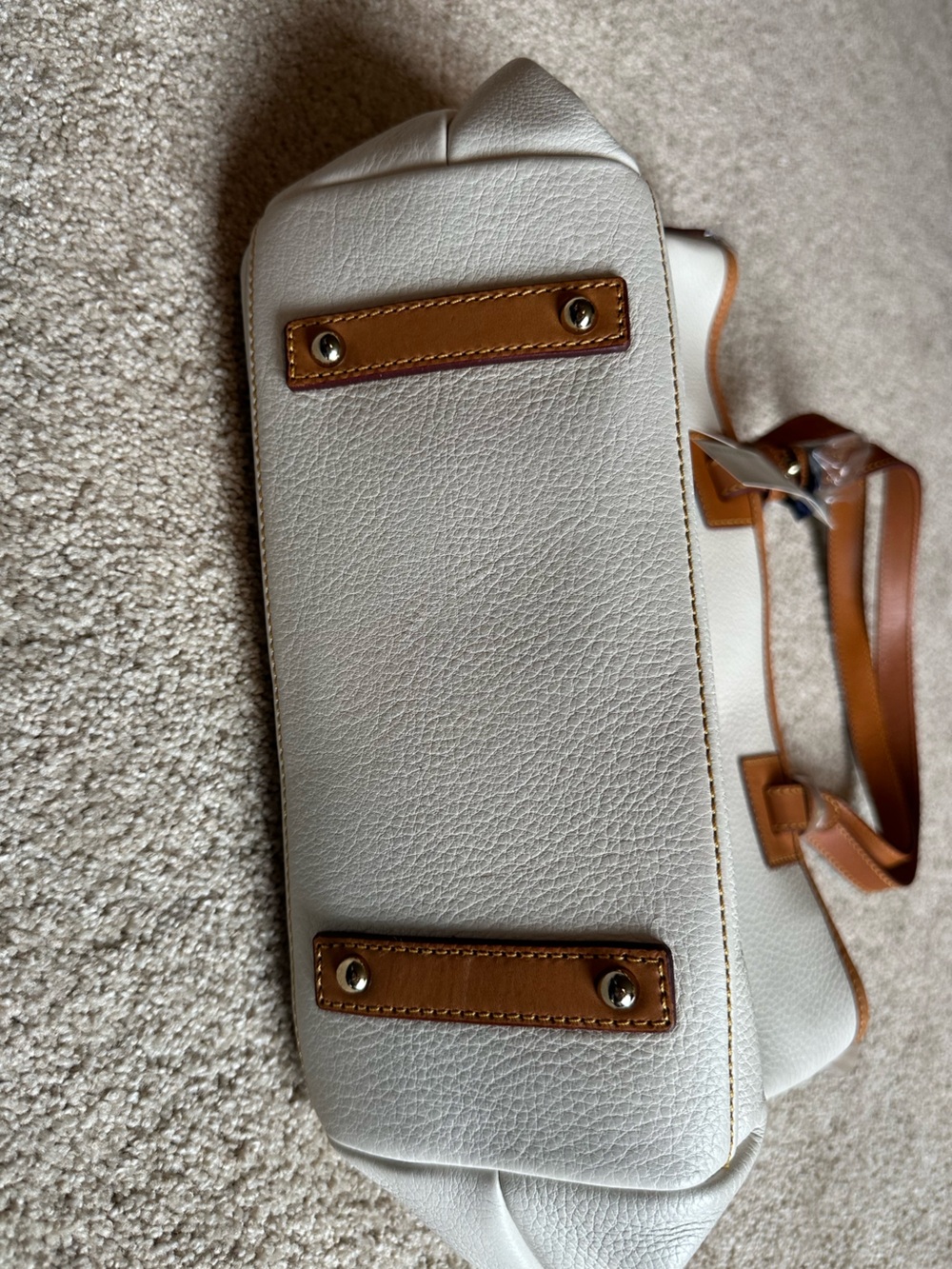 Dooney & Bourke White Pebble Leather Tote with Tan Trim - Picture 8 of 15